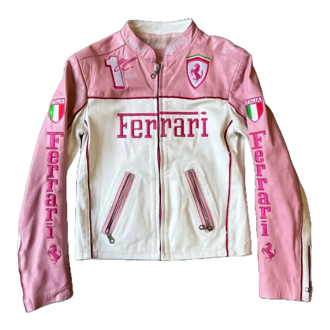 GIACCA IN PELLE FERRARI F1 ROSA