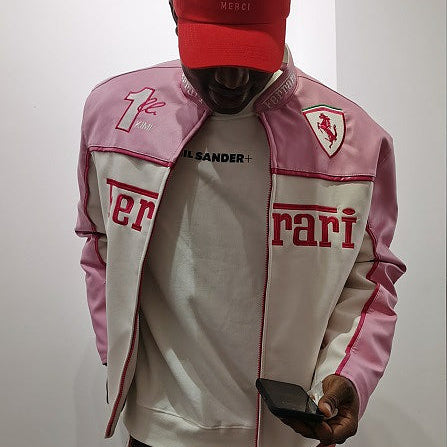 GIACCA IN PELLE FERRARI F1 ROSA