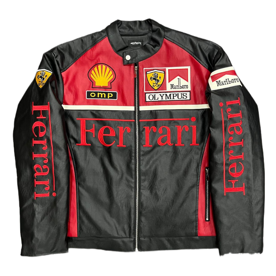GIACCA IN PELLE VINTAGE FERRARI F1
