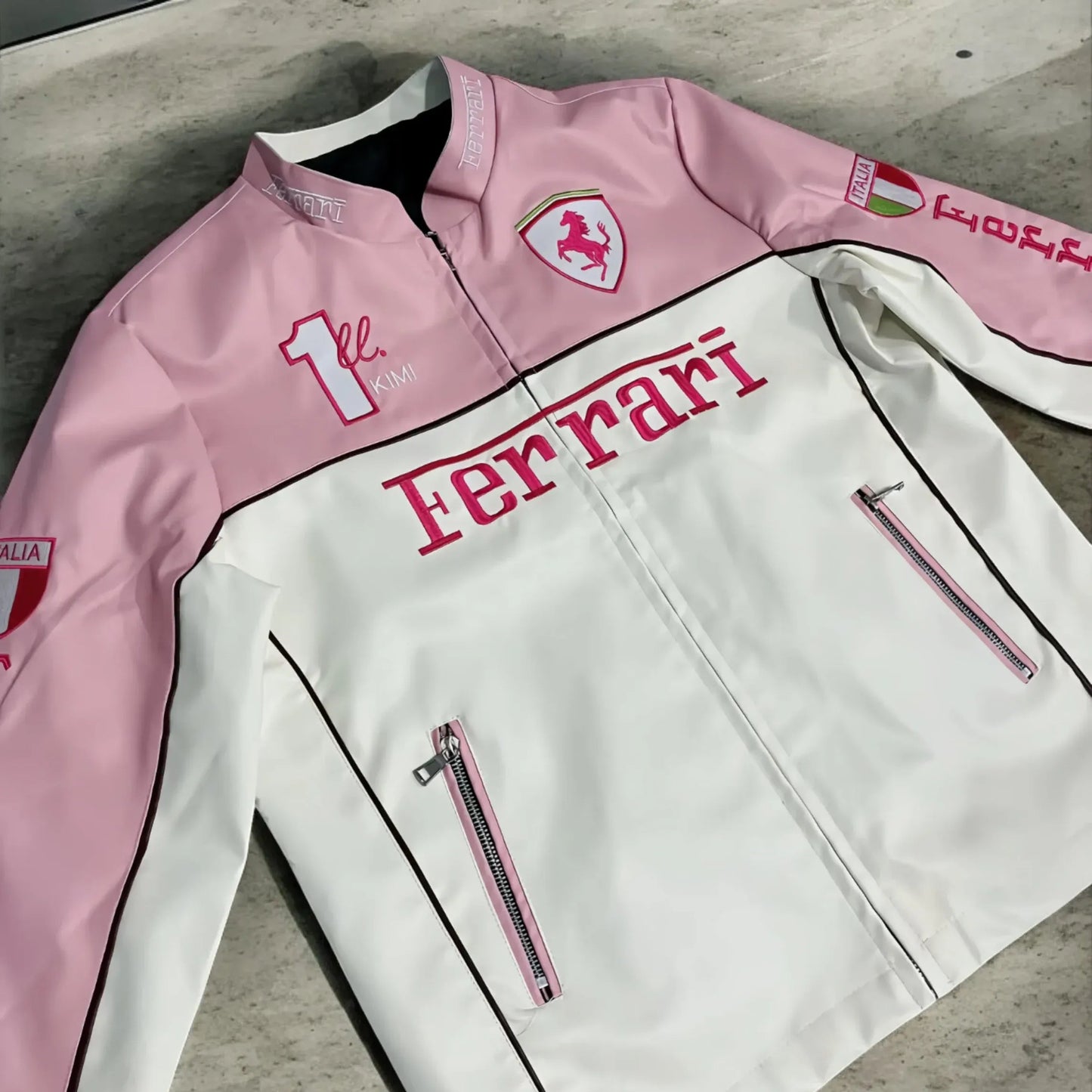 GIACCA IN PELLE FERRARI F1 ROSA