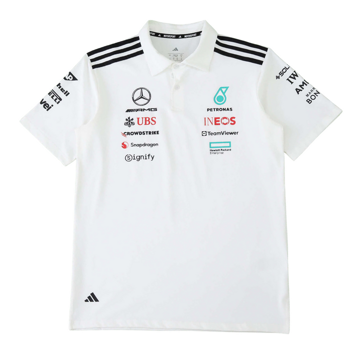 MERCEDES F1 2025 WHITE POLO SHIRT