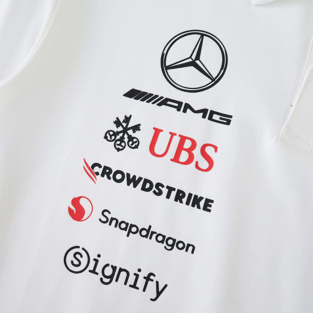 MERCEDES F1 2025 WHITE POLO SHIRT