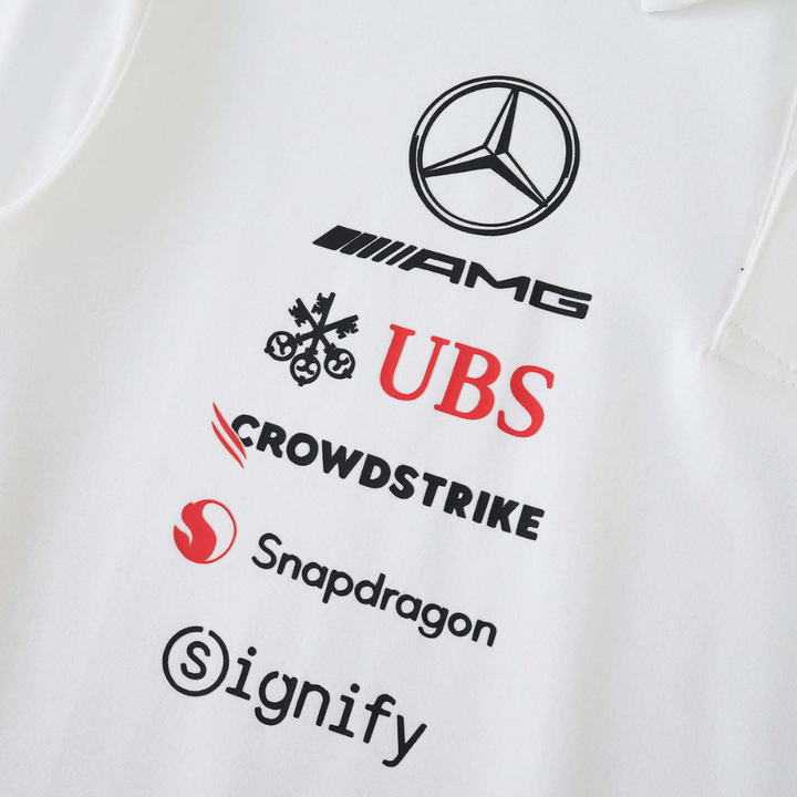 MERCEDES F1 2025 WHITE POLO SHIRT