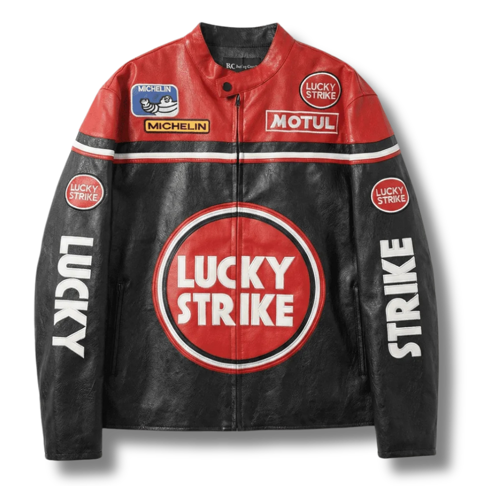 LUCKY STRIKE VINTAGE RED LEATHER JACKET