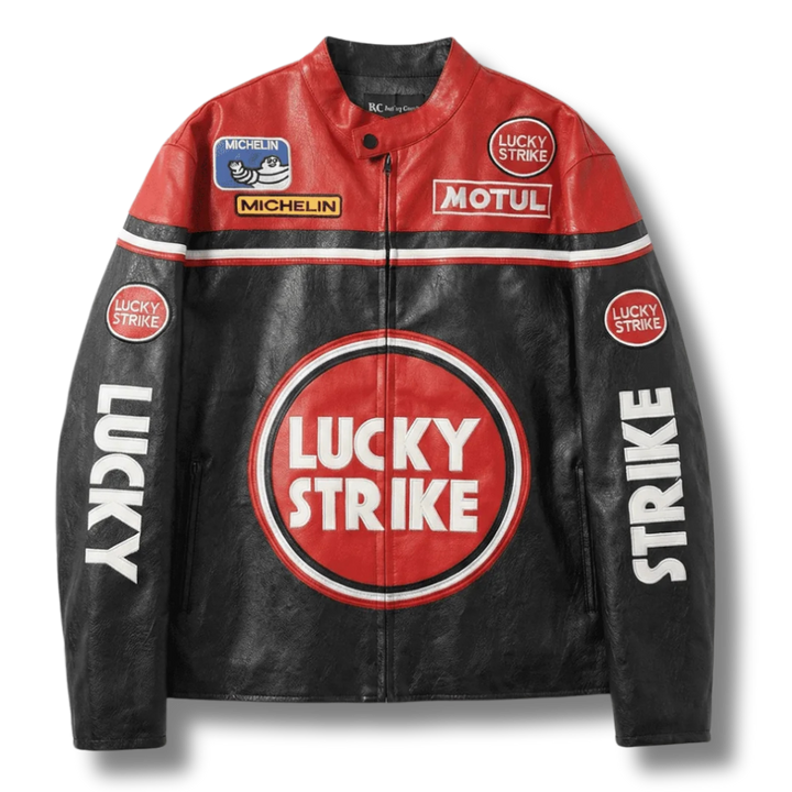 LUCKY STRIKE VINTAGE RED LEATHER JACKET