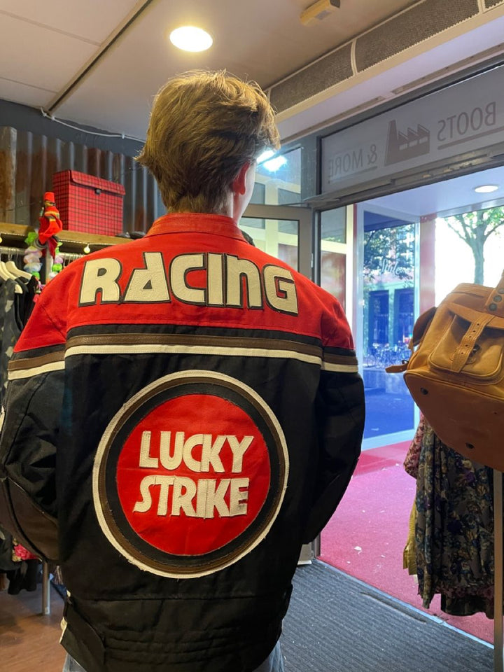 LUCKY STRIKE VINTAGE RED LEATHER JACKET