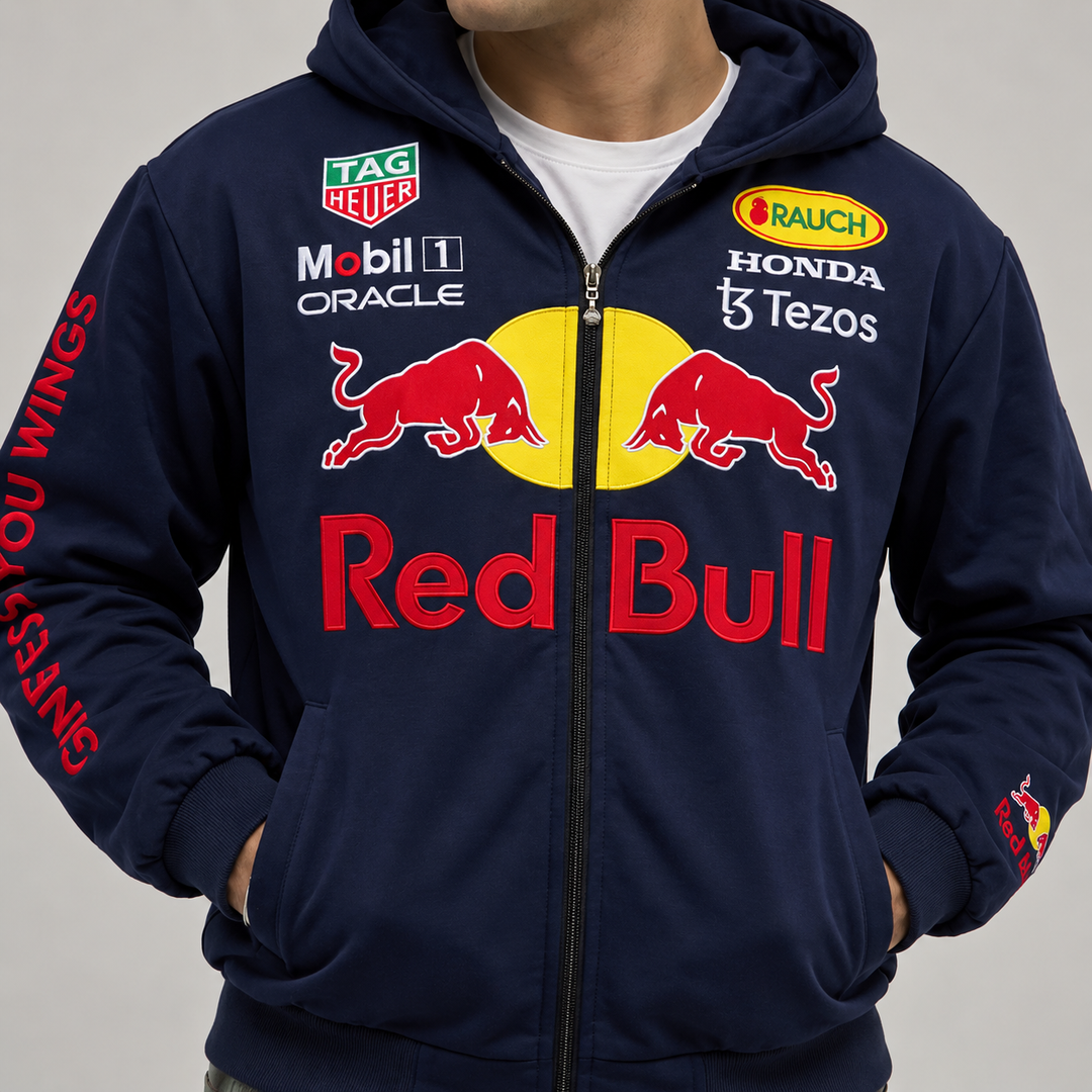 RED BULL RACING F1 EMBROIDERED ZIP HOODIE