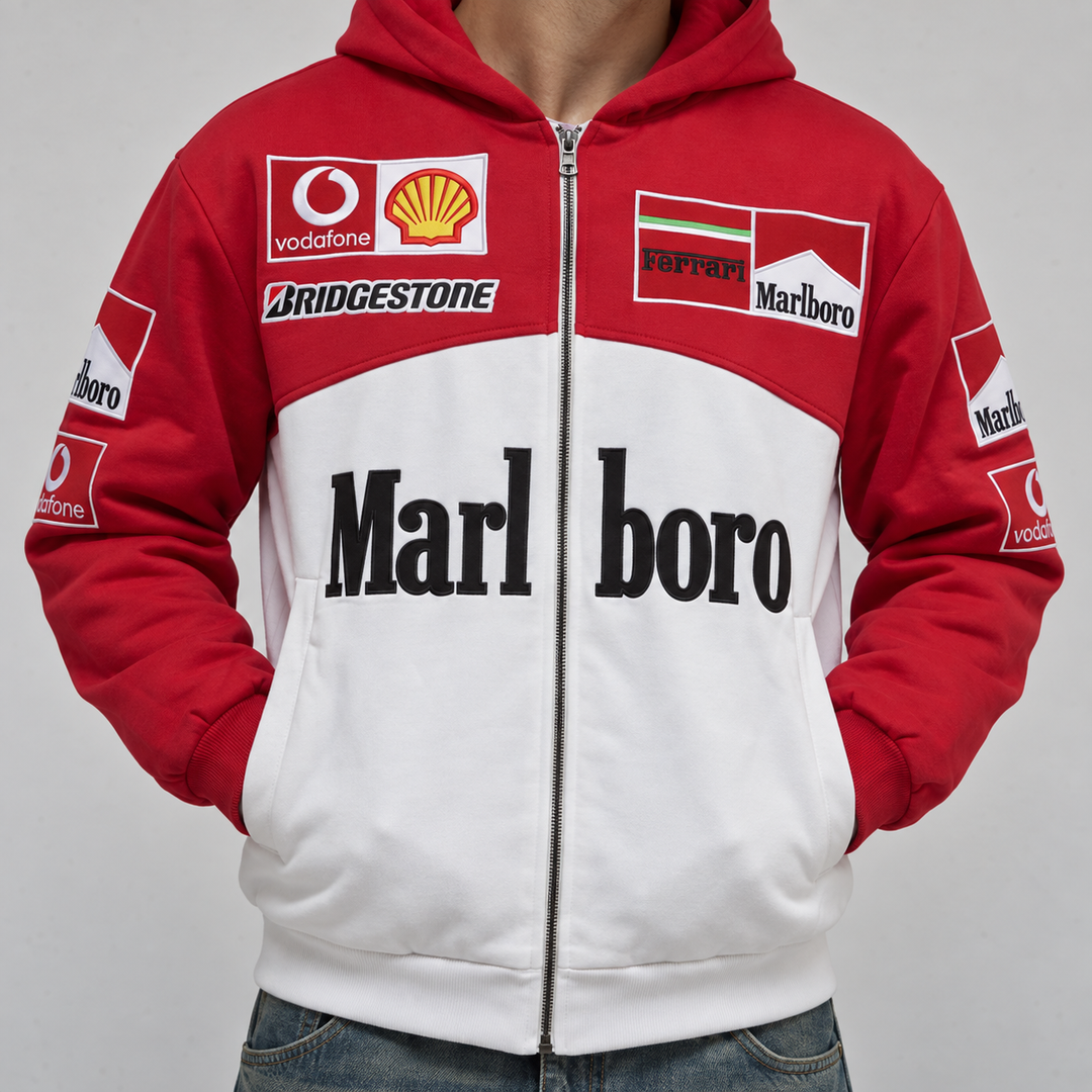 MARLBORO FORMULA 1 EMBROIDERED ZIP HOODIE