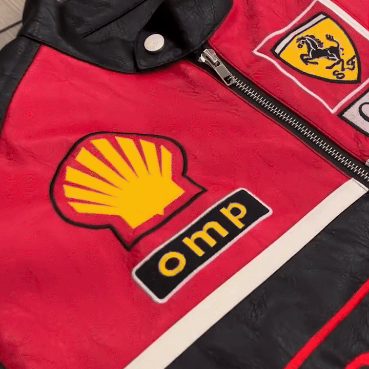 „OLYMPUS“ ROTE FORMEL-1-LEDERJACKE