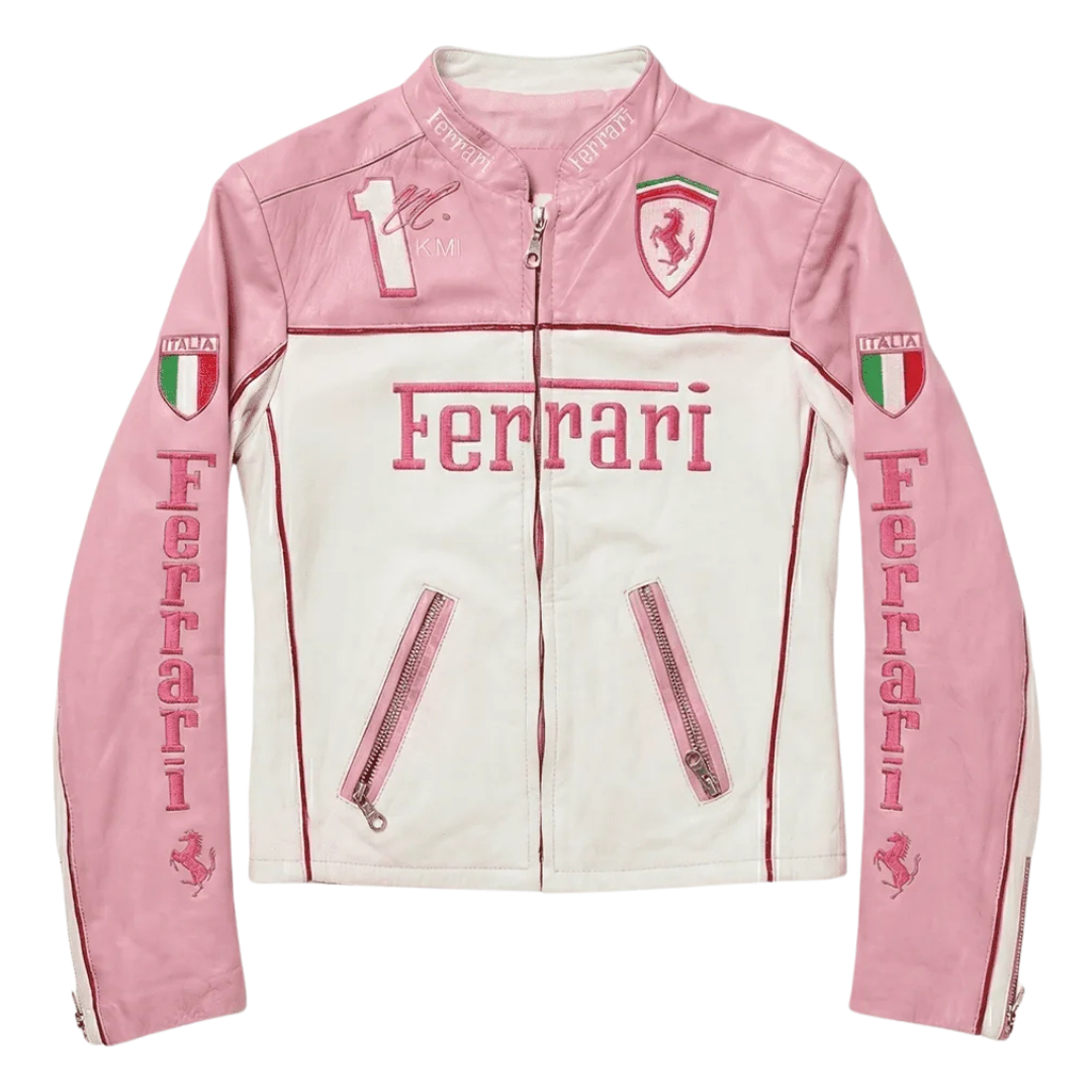 „KIMI“ ROSA FORMEL-1-LEDERJACKE