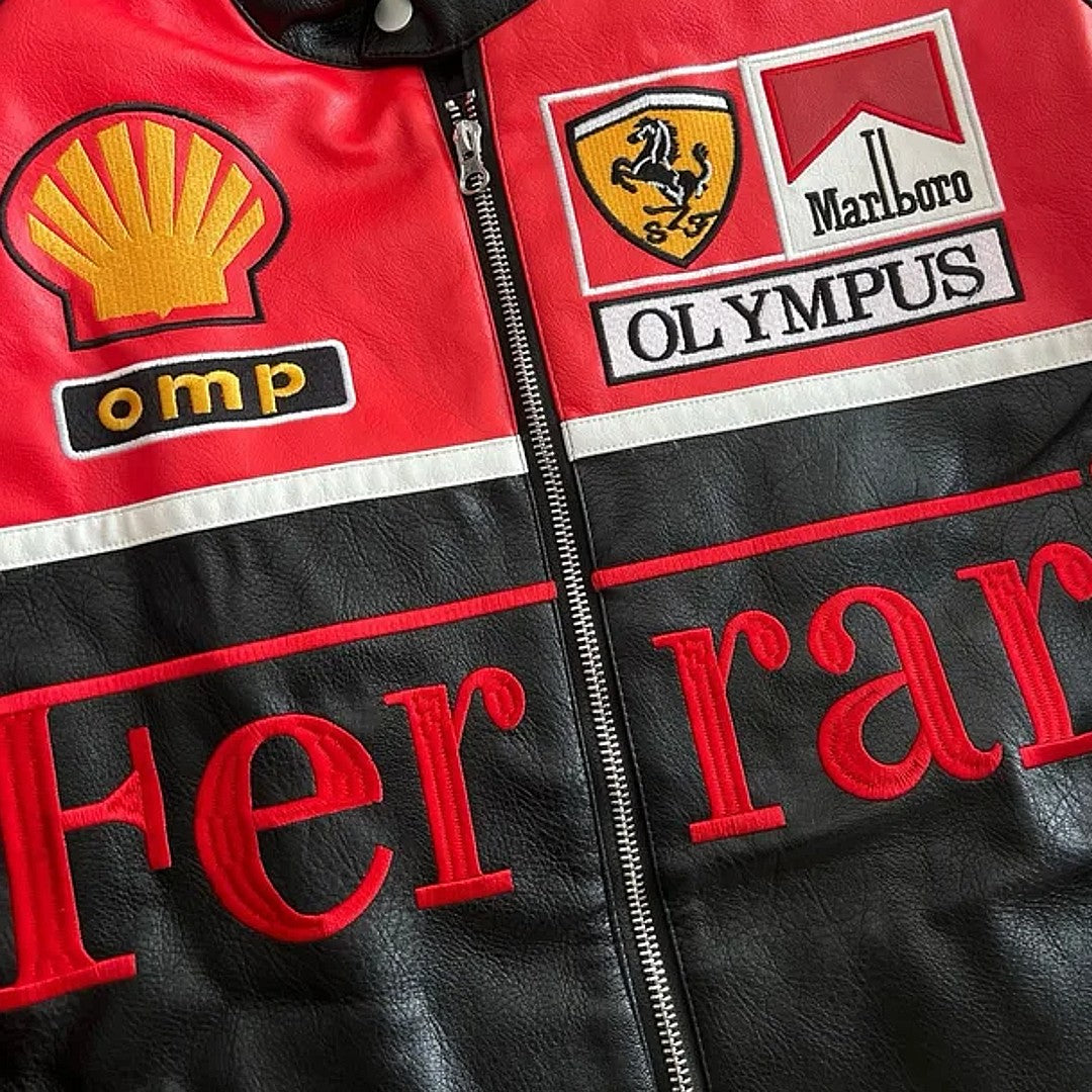 „OLYMPUS“ ROTE FORMEL-1-LEDERJACKE