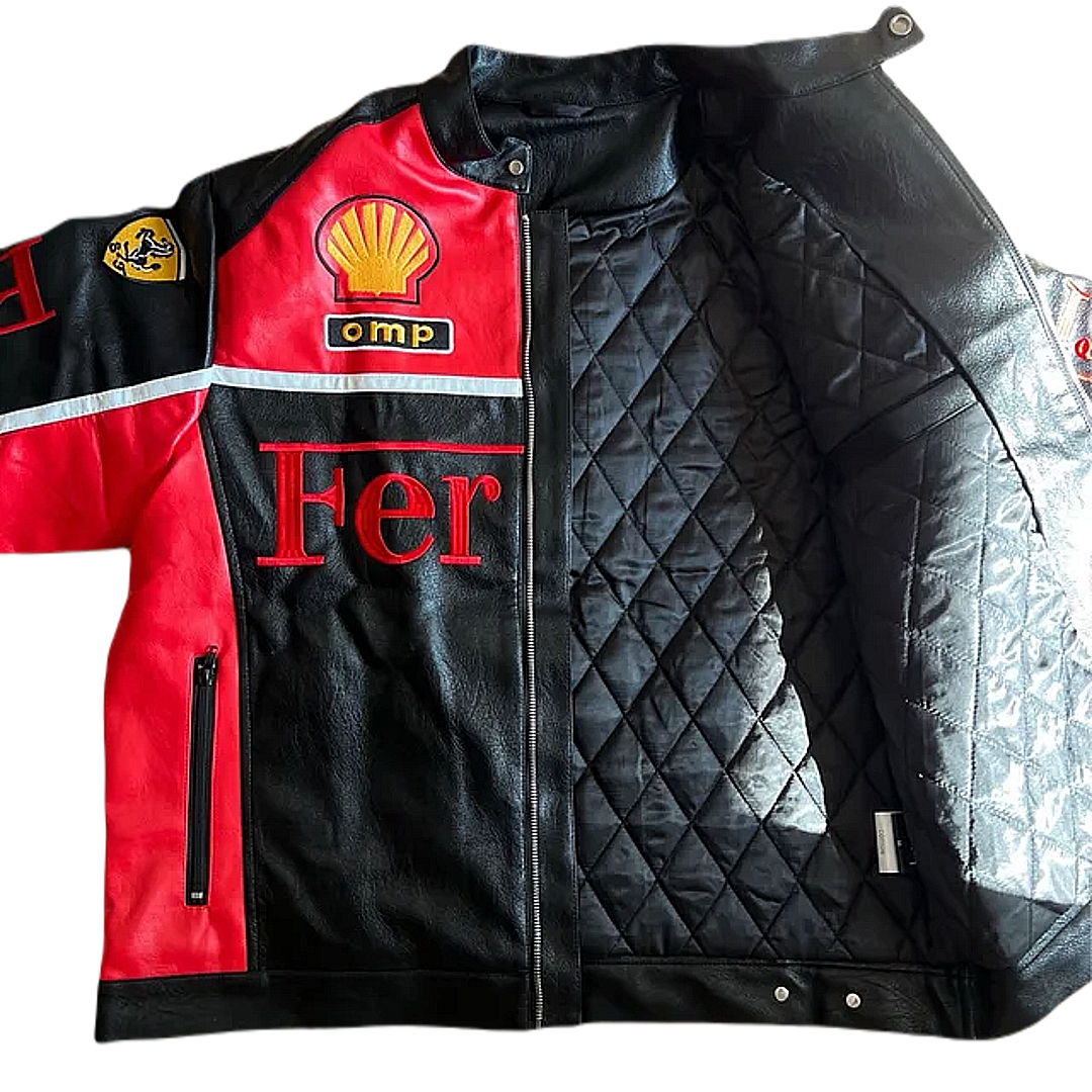 „OLYMPUS“ ROTE FORMEL-1-LEDERJACKE
