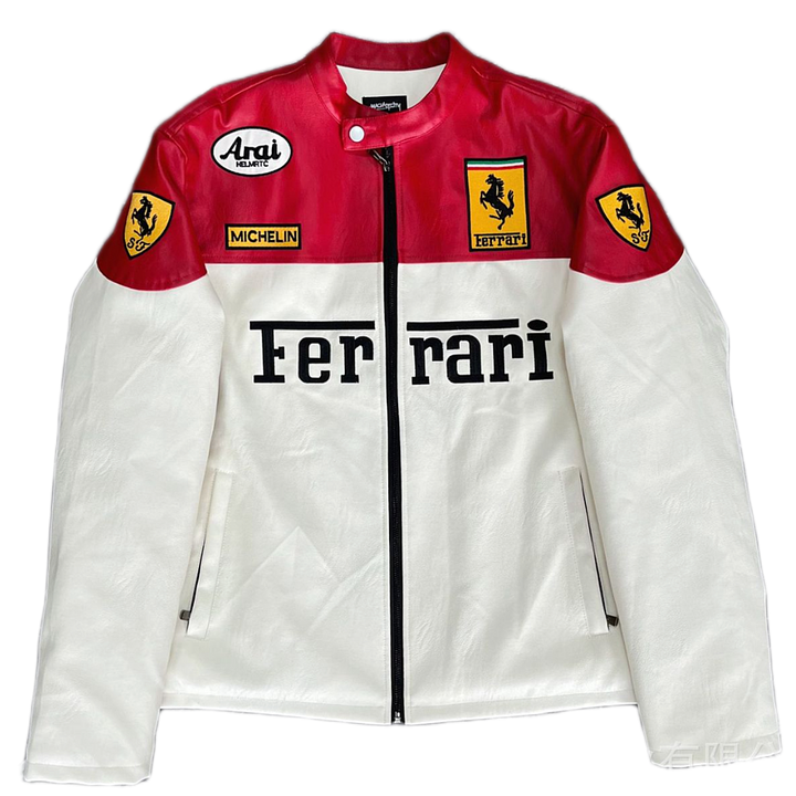 WHITE FORMULA 1 LEATHER JACKET