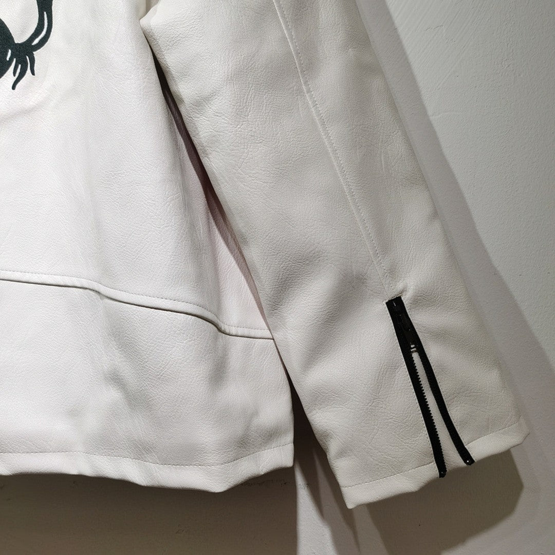 FERRARI VINTAGE F1 LEATHER JACKET WHITE