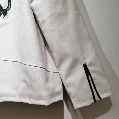 FERRARI VINTAGE F1 LEATHER JACKET WHITE