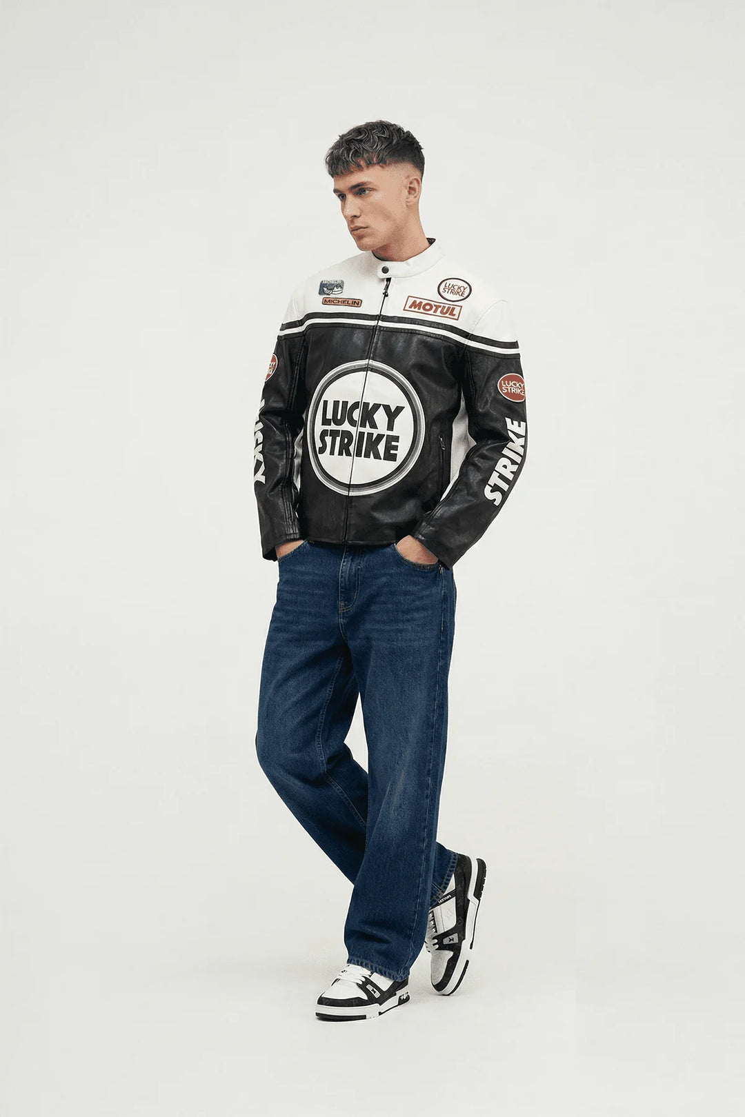 LUCKY STRIKE VINTAGE WHITE LEATHER JACKET
